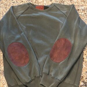 Vintage Rare Men's Polo Sportsman Green Sweatshirt with leather Elbow Patches